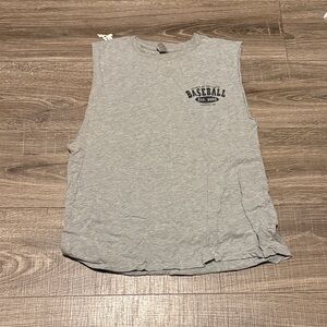 Gray Sleeveless Baseball Tee